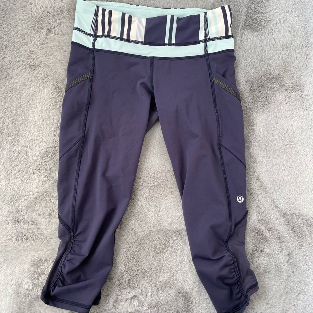 Lululemon Womens Size 4 Blue Run A Marathon II Cropped Legging - Picture 1 of 16